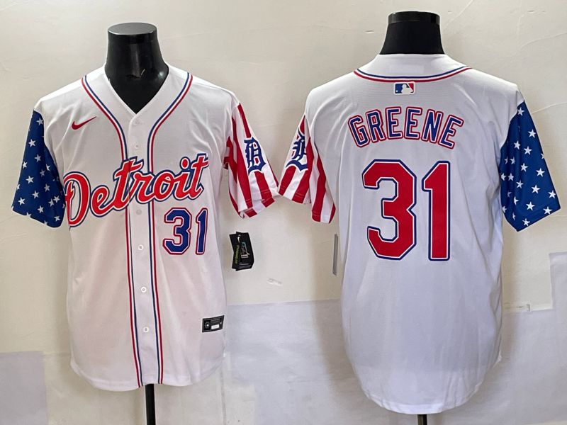 Men Detroit Tigers 31 Greene White National Flags 2025 Nike MLB Jersey style 1